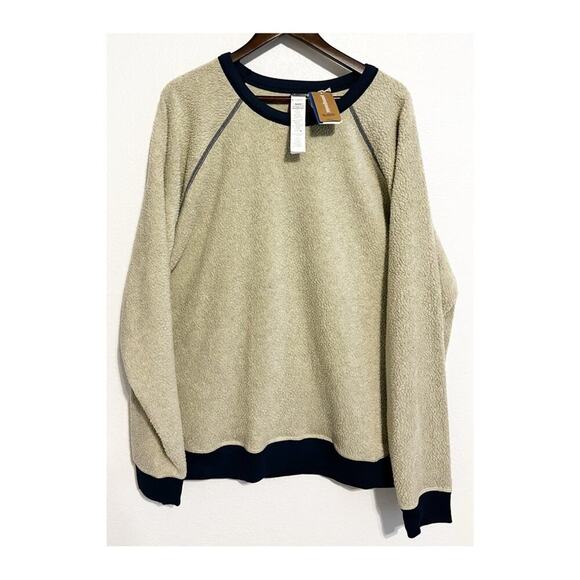 Patagonia Men’s Reversible Shearling Crewneck Sweatshirt Top Oat Blue XXL - Picture 2 of 8